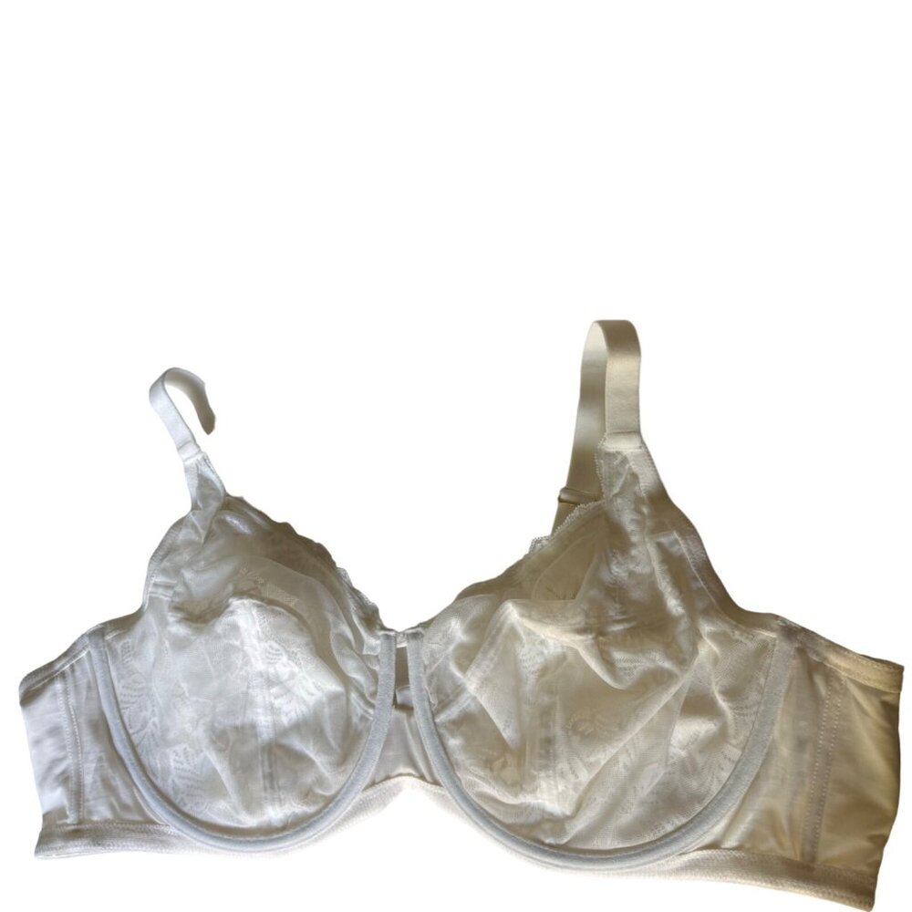 Unlined Full Coverage Underwire Bra 46DD Adjustable Straps Lace White Auden - Picture 14 of 16